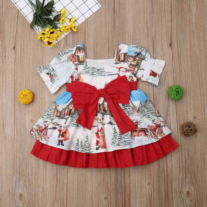 Christmas Princess Dress Toddler Girls Outfits Kids Baby Girl Bowknot Party XMAS Gown Formal Dress Come L260529 - view 4