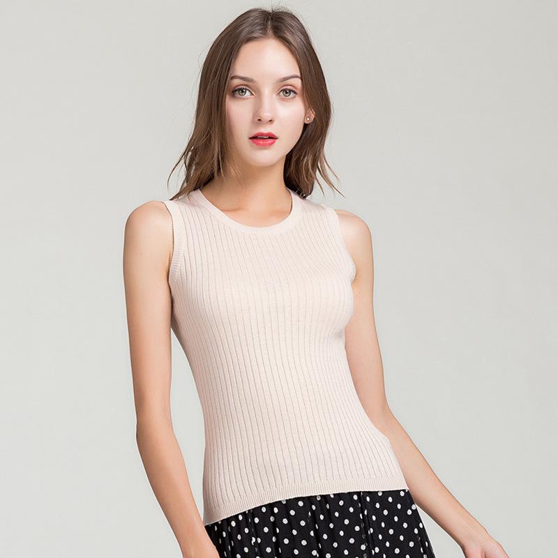 Women's Tanks & Camis 70% Silk Knitted Sleeveless Vest Lady Self-cultivation With Sling Bottom Shirt Pure, Beige
Women's Tanks & Camis 70% Silk Knitted Sleeveless Vest Lady Self-cultivation With Sling Bottom Shirt Pure, Beige