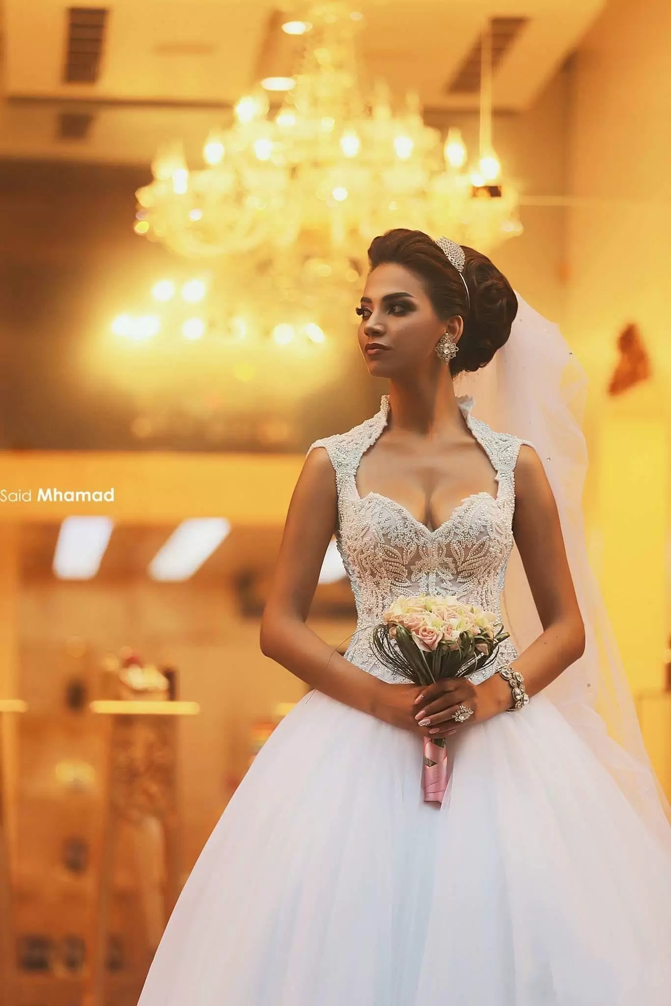 New Style Ball Gown Lace Wedding Dresses Arabic Said Mhamad Sweetheart Beaded Topped Illusion Back Bridal Gowns
