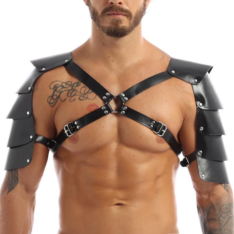 Bras Sets Mens Lingerie Faux Leather Adjustable Body Chest Harness Bondage Costume With Shoulder Armors BucklesBras, Black 
Bras Sets Mens Lingerie Faux Leather Adjustable Body Chest Harness Bondage Costume With Shoulder Armors BucklesBras, Black