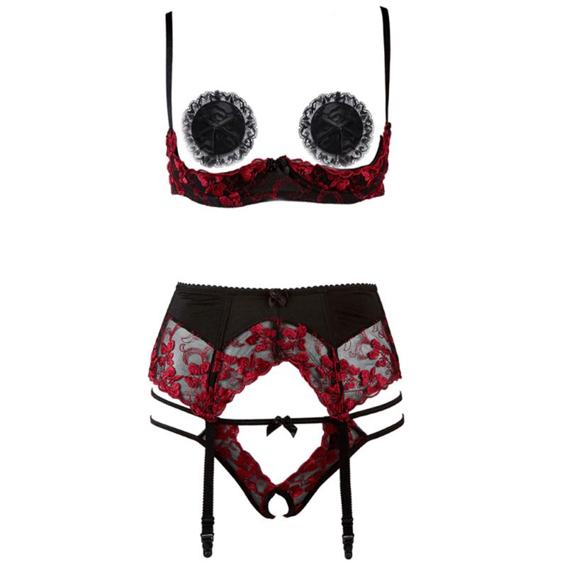 Bras Sets Ultrathin 1/4 Cup Bra And Panty Garter Underwear Set Women Sexy Lingerie Embroidery Lace Open Chest Crotchless Panties Suit, Red
Bras Sets Ultrathin 1/4 Cup Bra And Panty Garter Underwear Set Women Sexy Lingerie Embroidery Lace Open Chest Crotchless Panties Suit, Red