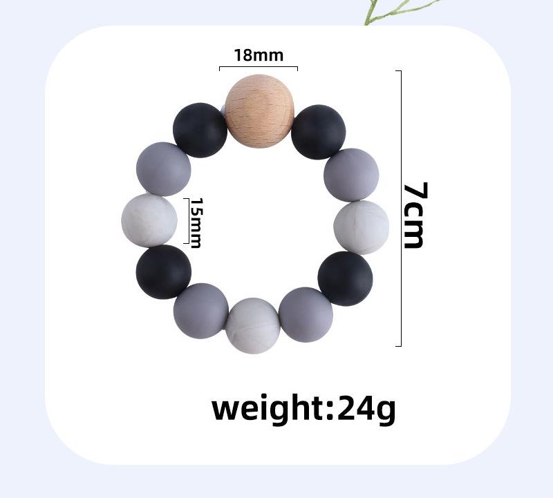 2021 New DIY baby Silicone teething beads Newborn Teething Ring Infant Wood Ring Teethers Baby Toy Colorful Silicon Beaded Soother