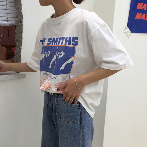 Vintage Letter Printed Causal White Cotton All Match Loose Fashion Basic Short Sleeve Female T-shirts 220321