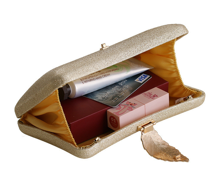 Glitter Blings Women Purses Clutch Evening Bag Metal Leaf Hasp Handbag With Chain Bridal For Party Wedding Cocktail Parites 220527