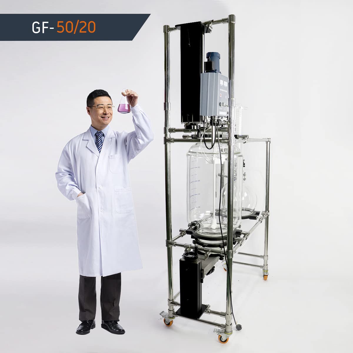 ZZKD Lab supplies 20L 50L 100L Vaccum Filter Crystallization Reactor Jacketed Glass Vessel Stirred Crystallization 220V/50Hz