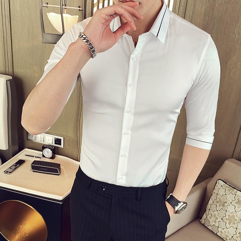 Men's Casual Shirts Black/White Spring Summer Half Sleeve Dress For Men Clothing 2022 Simple Solid Slim Fit Business Formal Wear Tuxedo 3XL- 
Men's Casual Shirts Black/White Spring Summer Half Sleeve Dress For Men Clothing 2022 Simple Solid Slim Fit Business Formal Wear Tuxedo 3XL-