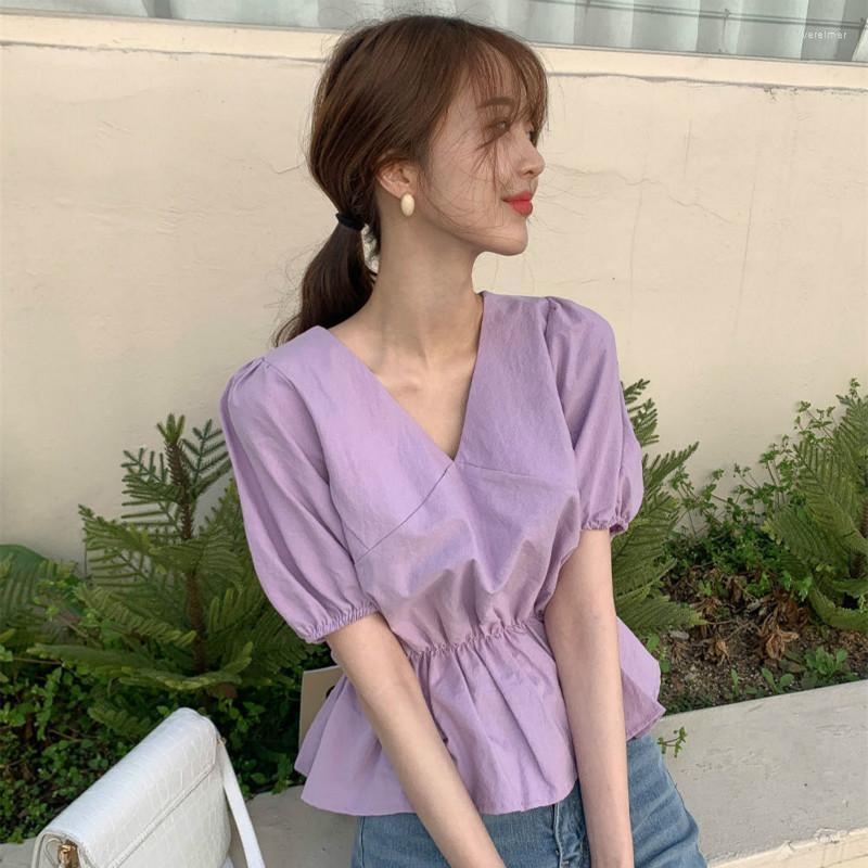 Women's Blouses & Shirts Women Summer Sweet Purple V Neck Short Blouse Slim Waist Ruffle Hem Shirt Puff Sleeve Pullover TopWomen's Vere22
Women's Blouses & Shirts Women Summer Sweet Purple V Neck Short Blouse Slim Waist Ruffle Hem Shirt Puff Sleeve Pullover TopWomen's Vere22