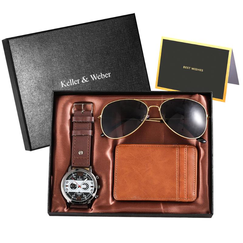 Wristwatches Bag Watch Set Cool Men's Quartz Leather Cards Holder Universal Sunglasses For Men Exquisite Gift With BoxWristwatches, Watch gift set a
Wristwatches Bag Watch Set Cool Men's Quartz Leather Cards Holder Universal Sunglasses For Men Exquisite Gift With BoxWristwatches, Watch gift set a