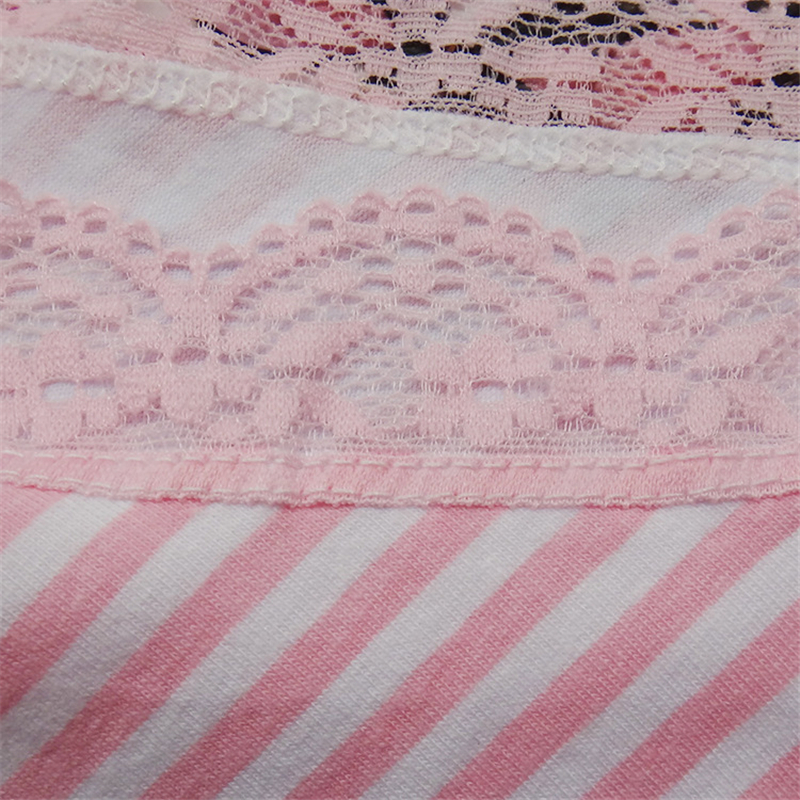 FUNCILAC Women's Underwear Cotton Sexy Lace Panties Striped Briefs Everyday Lingerie Girls Ladies Knickers Size M L XL 5 Pcs/set 220511