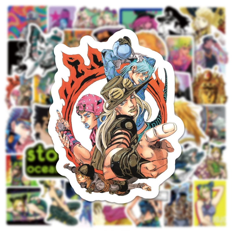 50Pcs/lot Japan Anime JoJos Bizarre Adventure Stone Ocean Stickers Graffiti Kids Toy Skateboard Phone Laptop Luggage Sticker Decals
