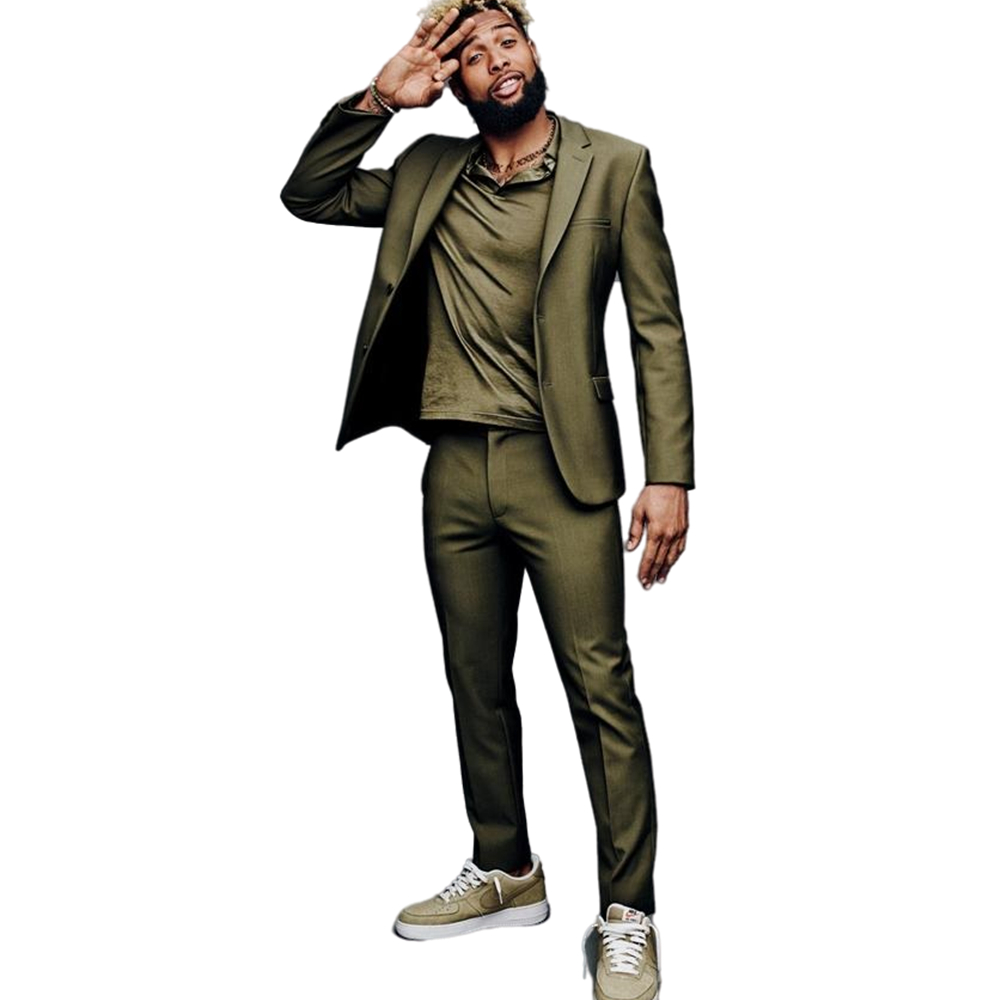 2022 Modern Olive Green Mens Suits Wedding Tuxedos Black Man Slim Fit Groom Wear Notched Lapel 2 Piece Prom Party Blazer Bussiness Dinner Suit Jacket 