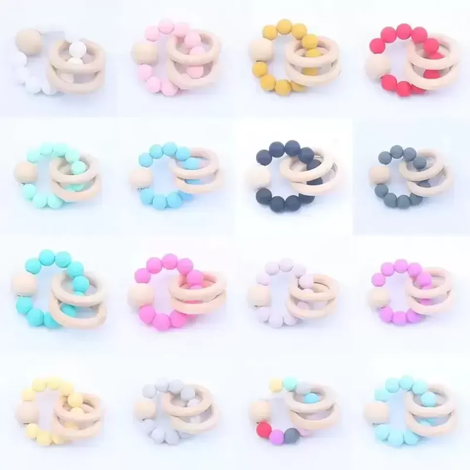 Baby Teether Rings set Food Grade Beech Wood Teething Ring Soothers Chew Toys Shower Play Round Wooden Bead Silicone teethers sxmy21
Baby Teether Rings set Food Grade Beech Wood Teething Ring Soothers Chew Toys Shower Play Round Wooden Bead Silicone teethers sxmy21