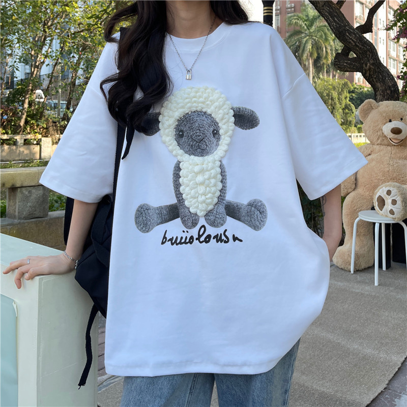 Summer threedimensional cartoon sheep soft T Shirt Women Harajuku Oversized 100% Cotton BF long tshirt Woman Clothes gray Tops 220615, Xian 460 bai
Summer threedimensional cartoon sheep soft T Shirt Women Harajuku Oversized 100% Cotton BF long tshirt Woman Clothes gray Tops 220615, Xian 460 bai