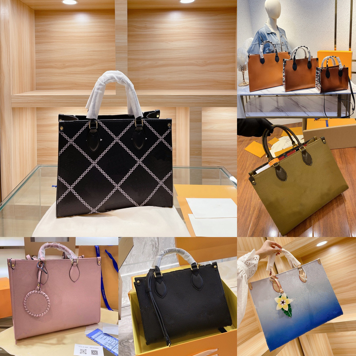 Mini/M/L size Cowhide Black Emboss Onthego Totes Designer Luxury Handbags Top Quality Women Shoulder Crossbody Bags Shopper Bag Lady Purses, Add box
Mini/M/L size Cowhide Black Emboss Onthego Totes Designer Luxury Handbags Top Quality Women Shoulder Crossbody Bags Shopper Bag Lady Purses, Add box