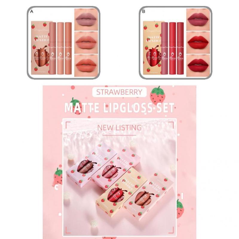 Lip Gloss 3Pcs/Set Liquid Lipstick Safe Lightweight Mild To Skin Strawberry Non Stick Cup Glaze For Beauty Color
Lip Gloss 3Pcs/Set Liquid Lipstick Safe Lightweight Mild To Skin Strawberry Non Stick Cup Glaze For Beauty Color
