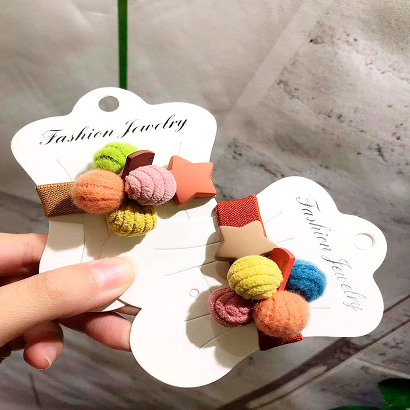Cute Star Wool Ball Hair Rope for Girl Hair Tie Hair Accessories for Women Rubber Band Kid Ponytail Holder Korean Hairwear 2022 0615