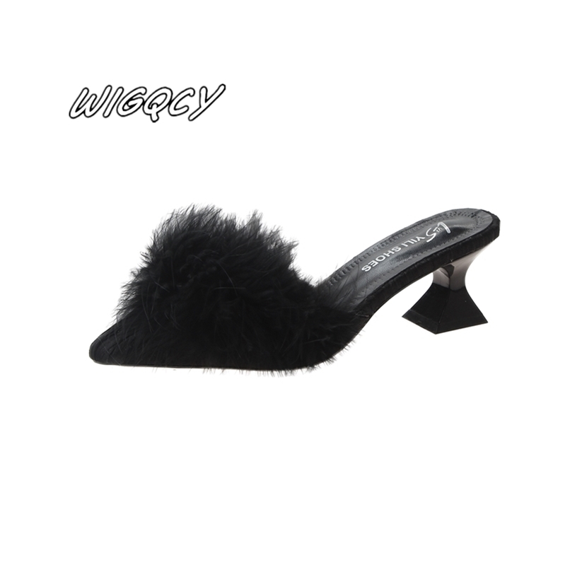 2020 women's set toe-shaped non-slip high heels fashion rubber bottom elastic cloth summer shallow fur shoes 220406, Black
2020 women's set toe-shaped non-slip high heels fashion rubber bottom elastic cloth summer shallow fur shoes 220406, Black