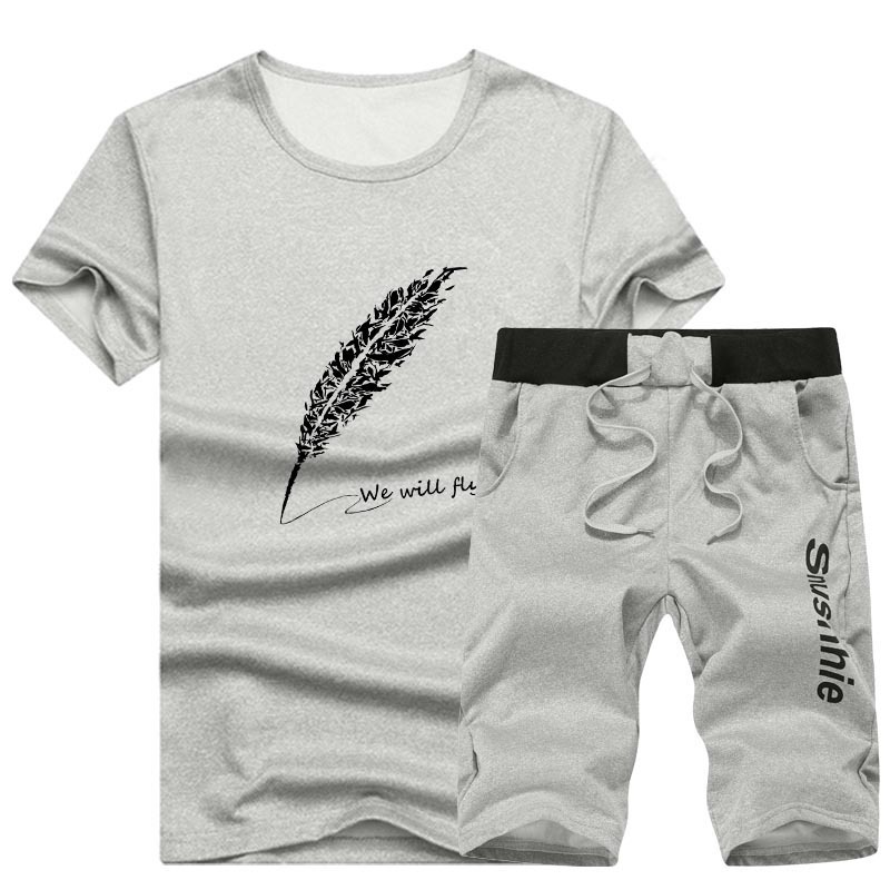 Fashion Shorts Set Men Tracksuit Summer Print Suit 2 Pieces Fitness Sportswears+Beach shorts s Casual T-Shirts Male 4XL 220407