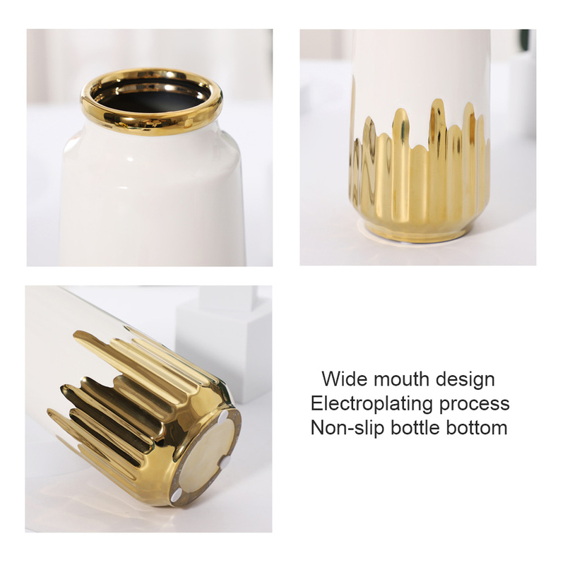 Ceramic White Vase Golden Modern Decor Living Desk Accessories Interior for Home wer Vases Gift 220423