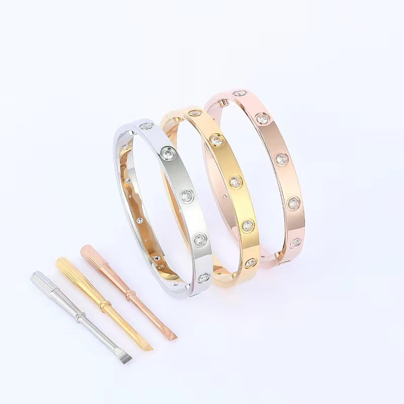 Brand Classic Screwdriver Bangle Fashion New 10 Diamond Designer Love Bracelet For Men & Women High Quality 316L Stainless Steel Couple Bracelet
Brand Classic Screwdriver Bangle Fashion New 10 Diamond Designer Love Bracelet For Men & Women High Quality 316L Stainless Steel Couple Bracelet