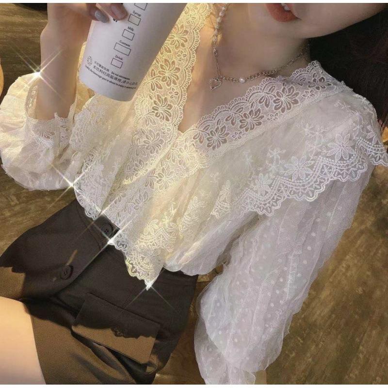 Women' Blouses & Shirts Chic Korean V Long Sleeve White Lace For Women Blusas Mujer 2022 Verano Elegant Fashion Office Lady Top Button Blou
Women' Blouses & Shirts Chic Korean V Long Sleeve White Lace For Women Blusas Mujer 2022 Verano Elegant Fashion Office Lady Top Button Blou