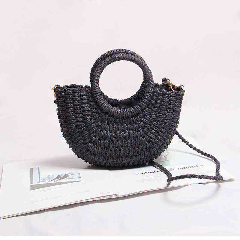 Evening Bags Candy Color Straw for Women Handbags Bohemian Wicker Woven Rattan Beach Bag Bali Travel Shoulder Crossbody Boho Purse 220507