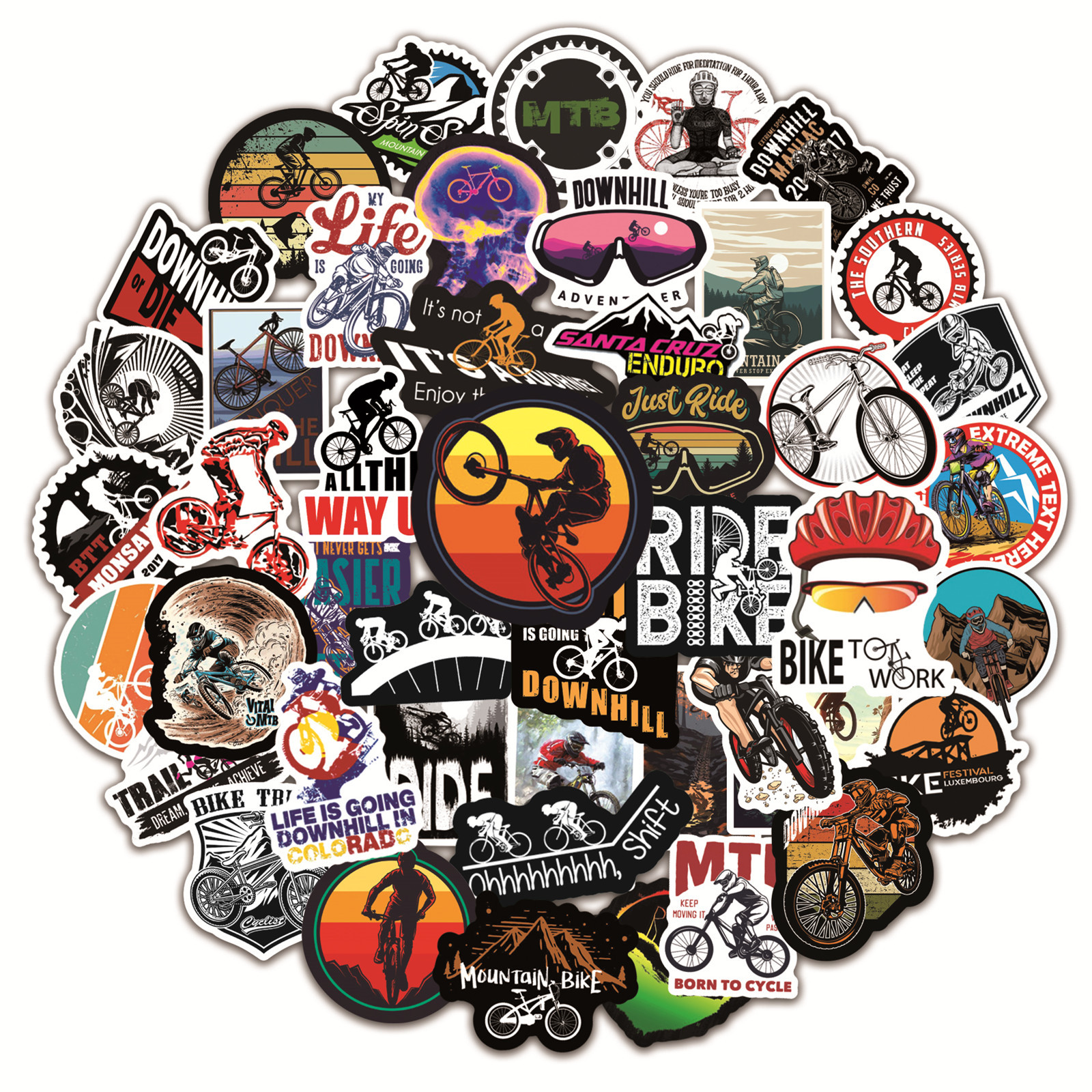 50Pcs Mountain Bike MTB Graffiti Stickers Laptop Guitar Luggage Skateboard Car Waterproof Cool Sticker Decal Kids Toys