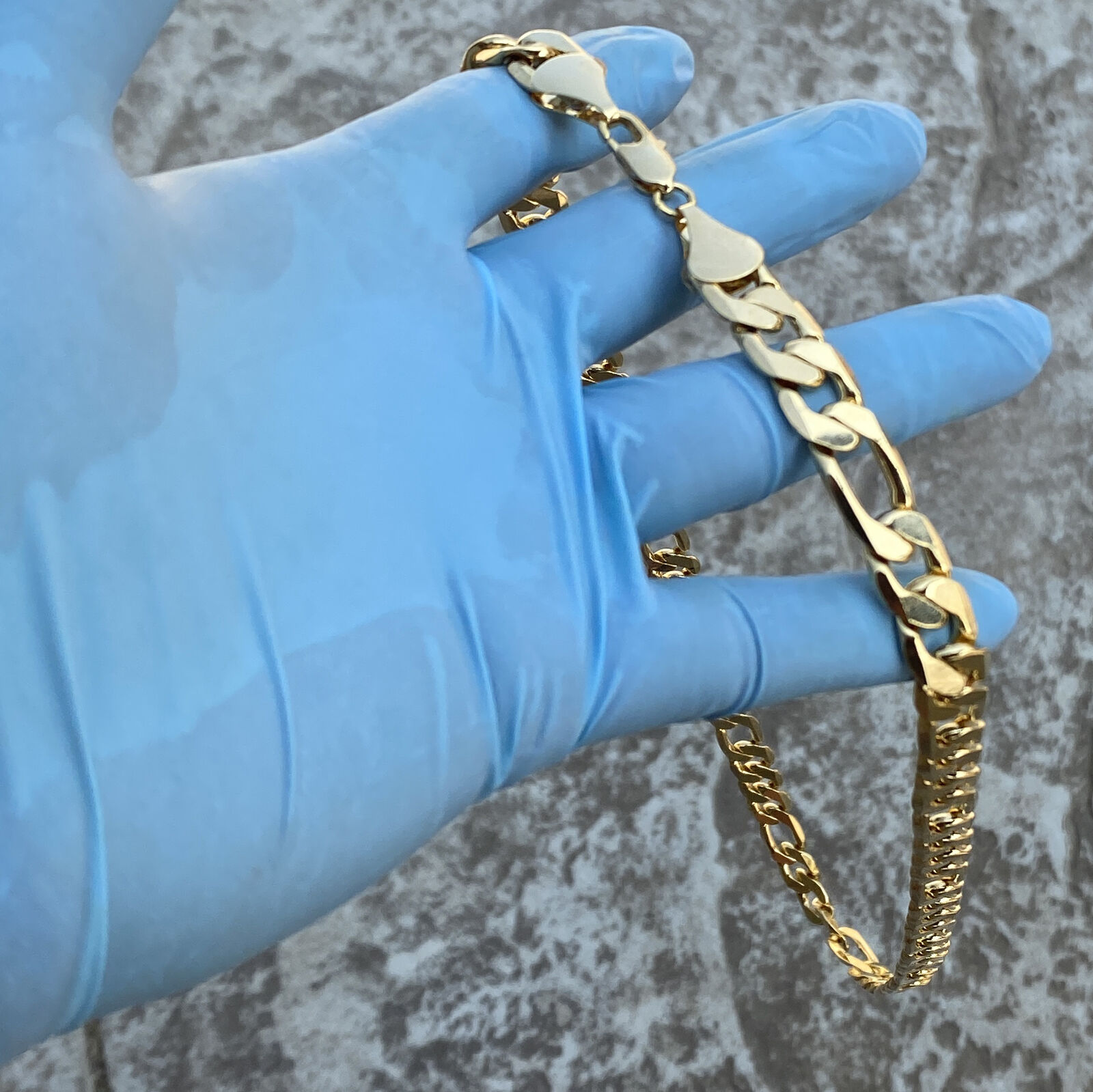 10mm Italian Figaro Link Chain Necklace 14k Gold GF