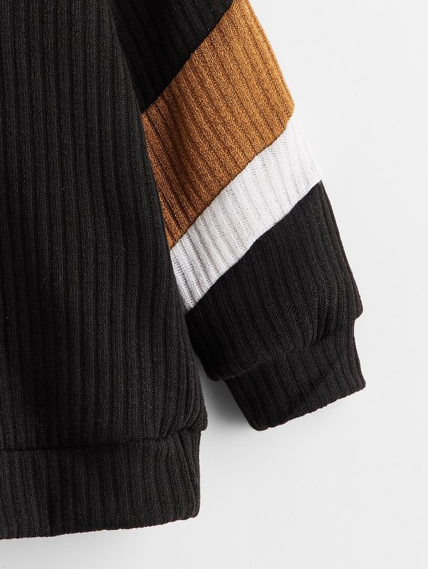 Toddler Boys V Neck Color Block Sweatshirt SHE