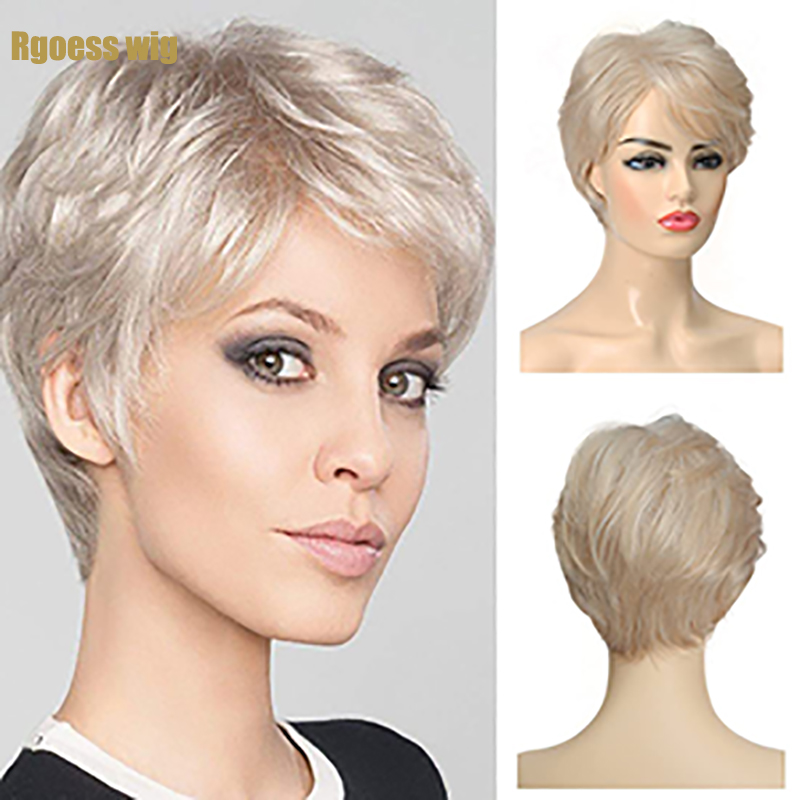 Short Layered Blonde Wigs for Women Synthetic Heat Resistant Cosplay Pixie Wig with Wig Cap