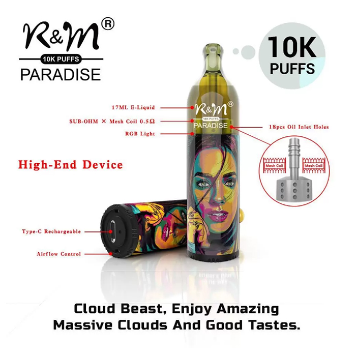 Original RM Paradise 10000puffs Disposable E Cigarette 2% 5% Cartridge Pod With Airflow Control Mesh Coil RGB Light Vape Pen VS RandM Tornado
Original RM Paradise 10000puffs Disposable E Cigarette 2% 5% Cartridge Pod With Airflow Control Mesh Coil RGB Light Vape Pen VS RandM Tornado