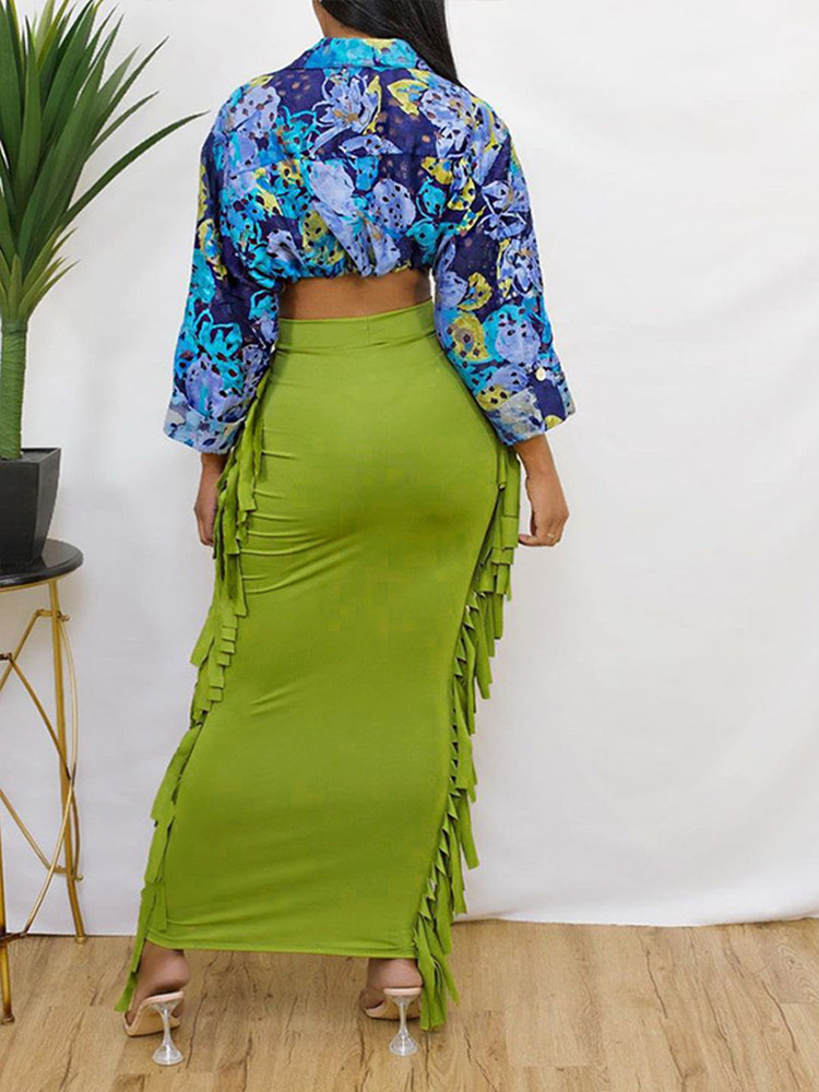 Kliou Side Tassel Women Skirt Elegant Unique Robe Straight Skinny Hight Waist Stretchy Streetwear Style Female Clothes 220701