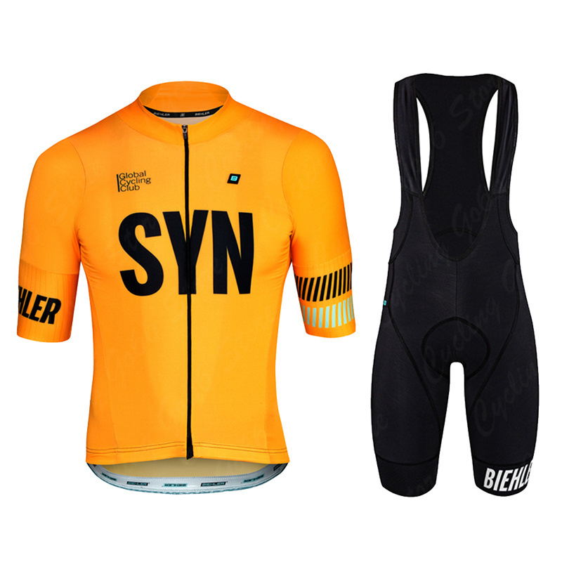 BIEHLER Short Sleeve Jersey SYN Summer Cycling Clothing set Bike uniform Riding Sportwear Bib Pants MTB Maillot roupa Ciclismo 220618