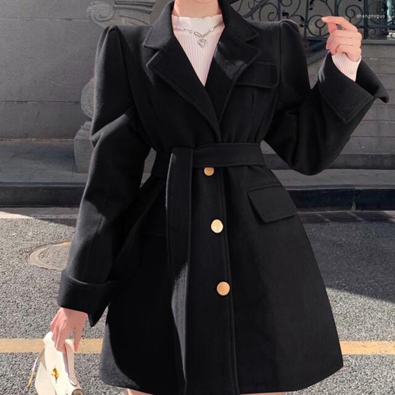 Women's Wool & Blends Women Coat 2022 Winter Design Bubble Sleeve Loose Waist Lace Up Suit Cardigan Blouse, Black
Women's Wool & Blends Women Coat 2022 Winter Design Bubble Sleeve Loose Waist Lace Up Suit Cardigan Blouse, Black