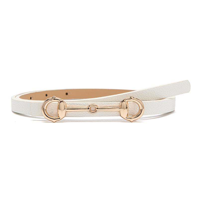 Belts Horsebit Gold Buckle Belt Women Fashion Thin Pu Female Jeans Dress Brand Design Waistband 2022