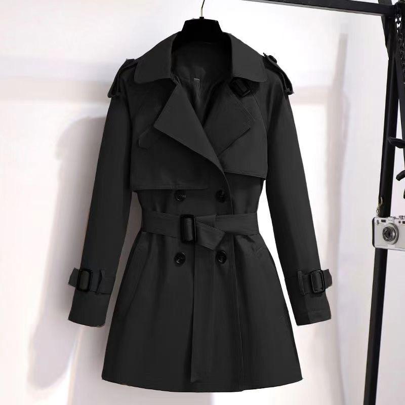 Women's Trench Coats Autumn Winter Elegant Women Double Breasted Solid Coat Vintage Turn-Down Collar Loose With Belt 3XL