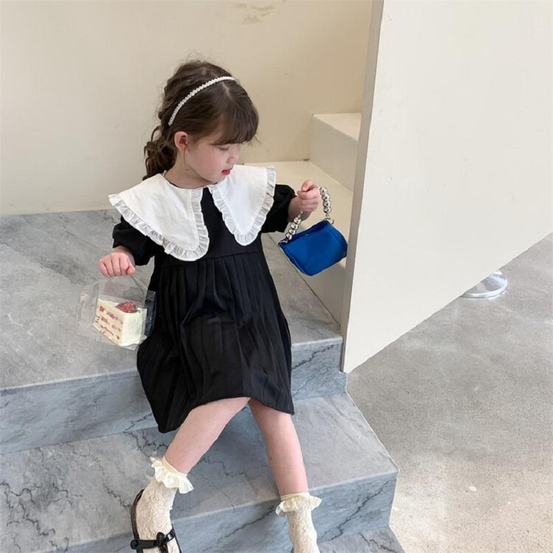 Girl's Dresses Summer Girls French Sweet Lace Contrast Color Large Lapel Dress Children's Short Sleeve Pleated Princess DressGirl's Girl, Black
Girl's Dresses Summer Girls French Sweet Lace Contrast Color Large Lapel Dress Children's Short Sleeve Pleated Princess DressGirl's Girl, Black