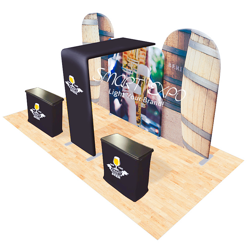 10x20 Pop Up Trade Show Booth Advertising Display Event Kiosk Design with Frame Kits Customized Printed Graphics Carry Bag