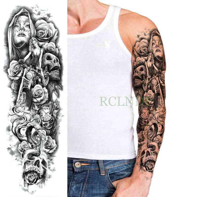 NXY Temporary Tattoo Waterproof Sticker Totem Geometric Full Arm Large Size Sleeve Tatoo Flash for Men Women 0330