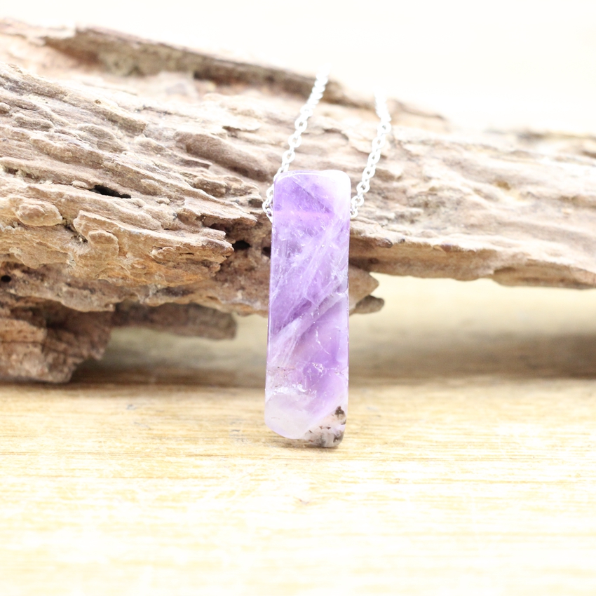 Silvery Chains Raw Stone Silce Slab Pendants necklaces Healing Reiki Crystal Amazonite Amethysts Quartz Lapis Gems Necklace Jewelry