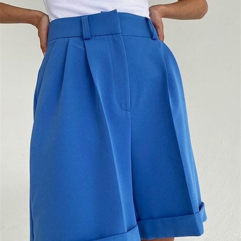 Bornladies Summer High Waist Shorts for Women Casual Loose Wide Leg Solid Female Short Pants Y2k Booty 220630