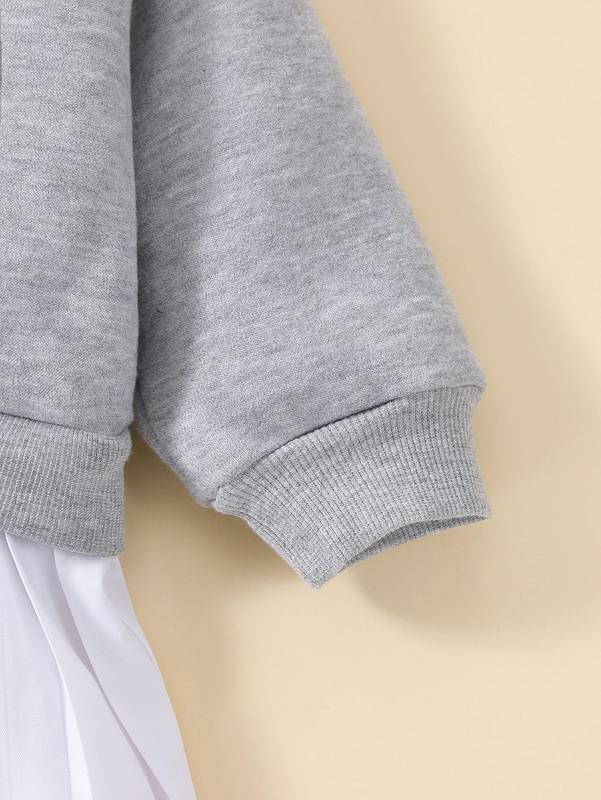 Baby Letter Graphic Colorblock Pleated Hem Sweatshirt Dress SHE