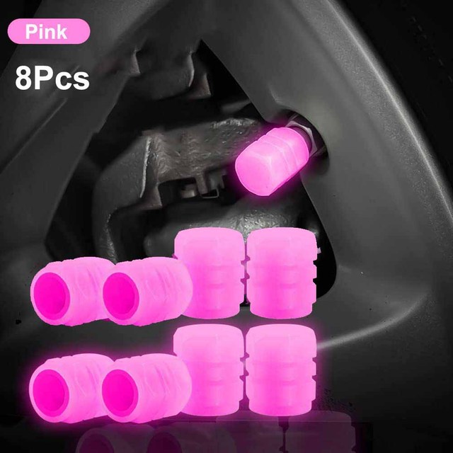 8PCSSet New Luminous Car Tire Valve Caps Wheel Tyre Rim Stem Covers Dustproof Waterproof for Auto Motorcycle Bicycle Caps Glow In4600322