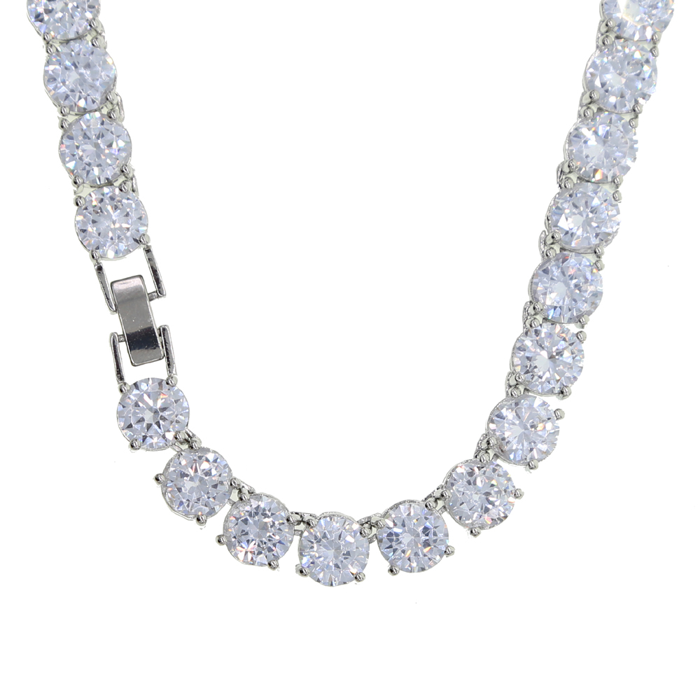 Bg Hip Hop Necklace: 8mm Cubic Zirconia Tennis Chain for Women, Charming Statement Crystal Choker Collar, Party Jewelry