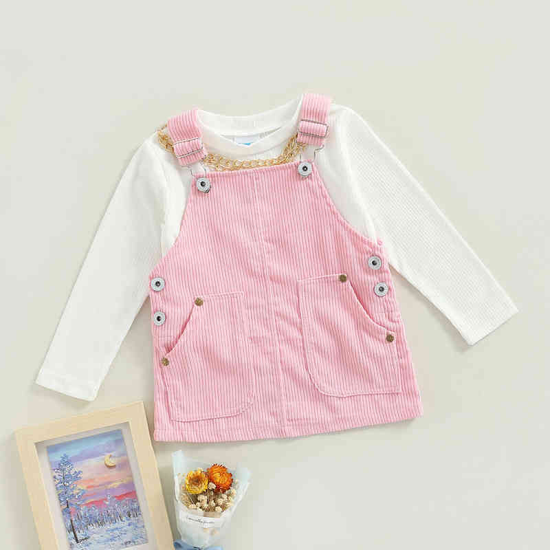Citgeett Autumn Kids Girls Suspender Skirt Suit Solid Color Long Sleeve Ribbed Tops Pink Corduroy Clothes Set J220712, Red
Citgeett Autumn Kids Girls Suspender Skirt Suit Solid Color Long Sleeve Ribbed Tops Pink Corduroy Clothes Set J220712, Red