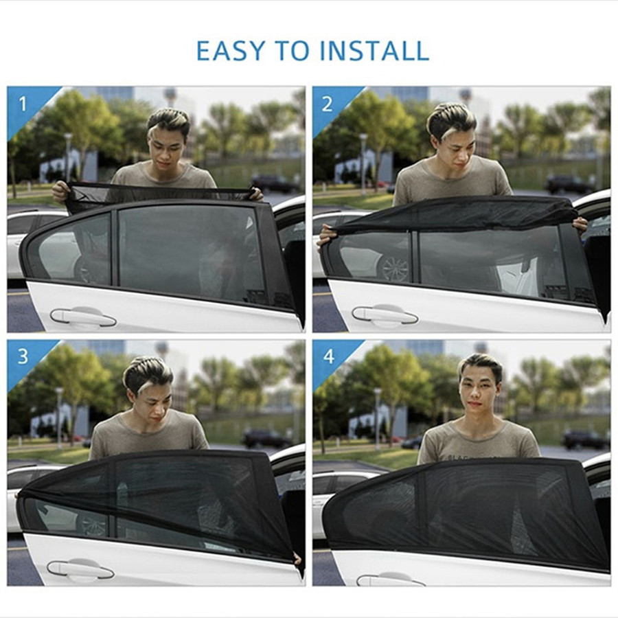 2/4pcs Car Front & Rear Sun Visor Shade Mesh Cover Heat Insulation Anti-mosquito Side Window Sunshade