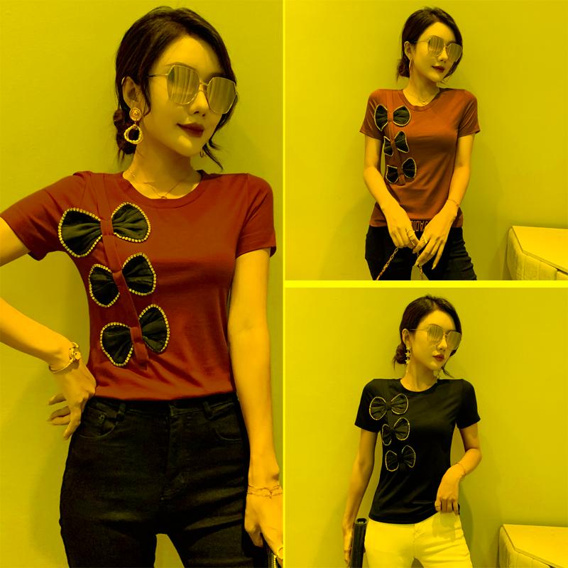 Women' T-Shirt Summer Short Sleeve T Shirt Women Tops Diamond Bow Tshirt Cotton Korean Style Clothes Slim Tee FemmeWomen, Black
Women' T-Shirt Summer Short Sleeve T Shirt Women Tops Diamond Bow Tshirt Cotton Korean Style Clothes Slim Tee FemmeWomen, Black