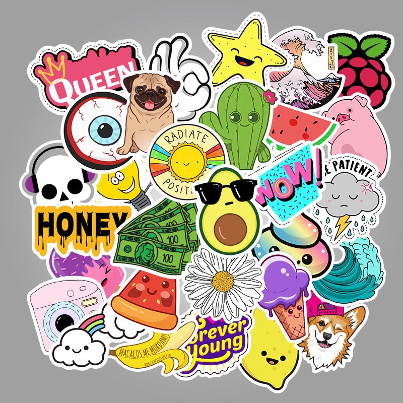 50pcs Puppy Kirky DIY Sticker Lot Cute Animal Posters Graffiti Skateboard Snowboard Laptop Lage Motorcycle Home Decal Gifts for Kids