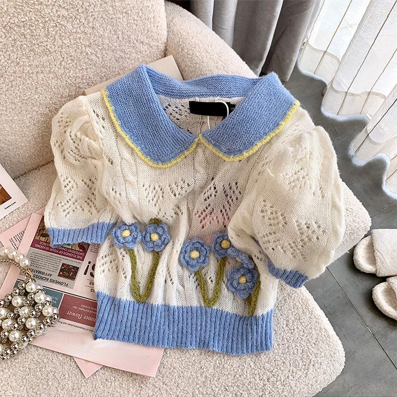 Women' Sweaters D Flower Sweet Jumpers 2022 Turn Down Collar Short Sleeve Women Summer Contrast Color Hollow Out Design Knit TopsWomen, As picture
Women' Sweaters D Flower Sweet Jumpers 2022 Turn Down Collar Short Sleeve Women Summer Contrast Color Hollow Out Design Knit TopsWomen, As picture