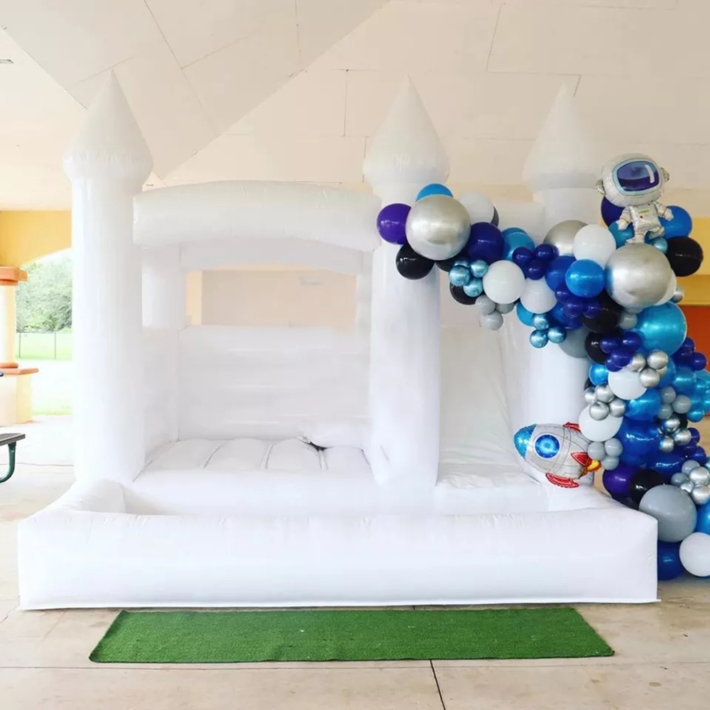 PVC Jumper Inflatable White Bounce House Combo With Slide And Ball Pit Kids Commercial Bouncy Castle Jumping Bouncer